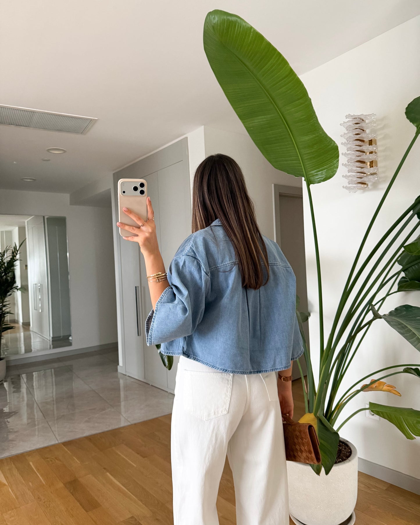 Denim crop shirt