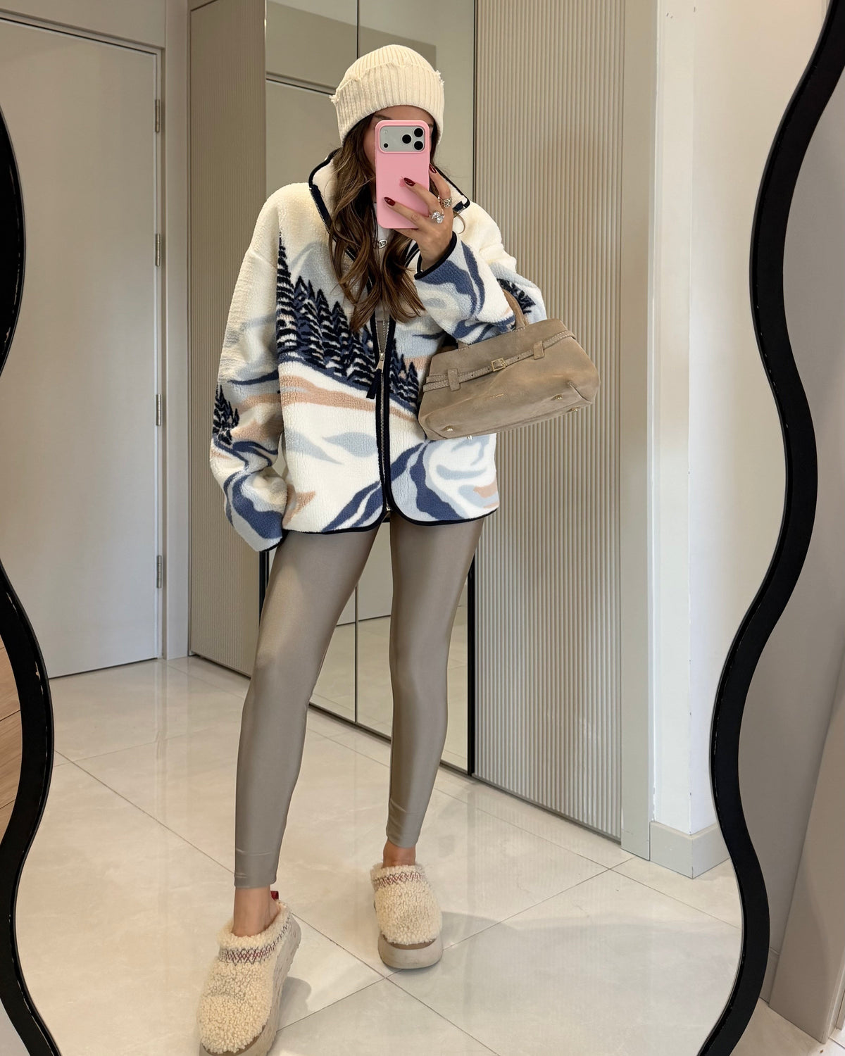 Patterned fleece jacket