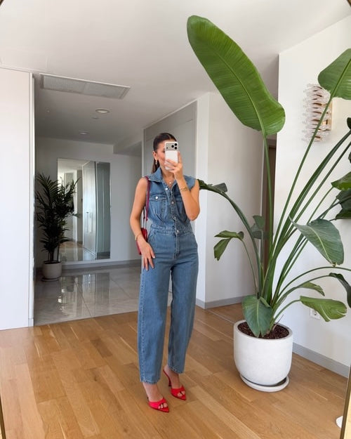 Callie pens detailed denim jumpsuit