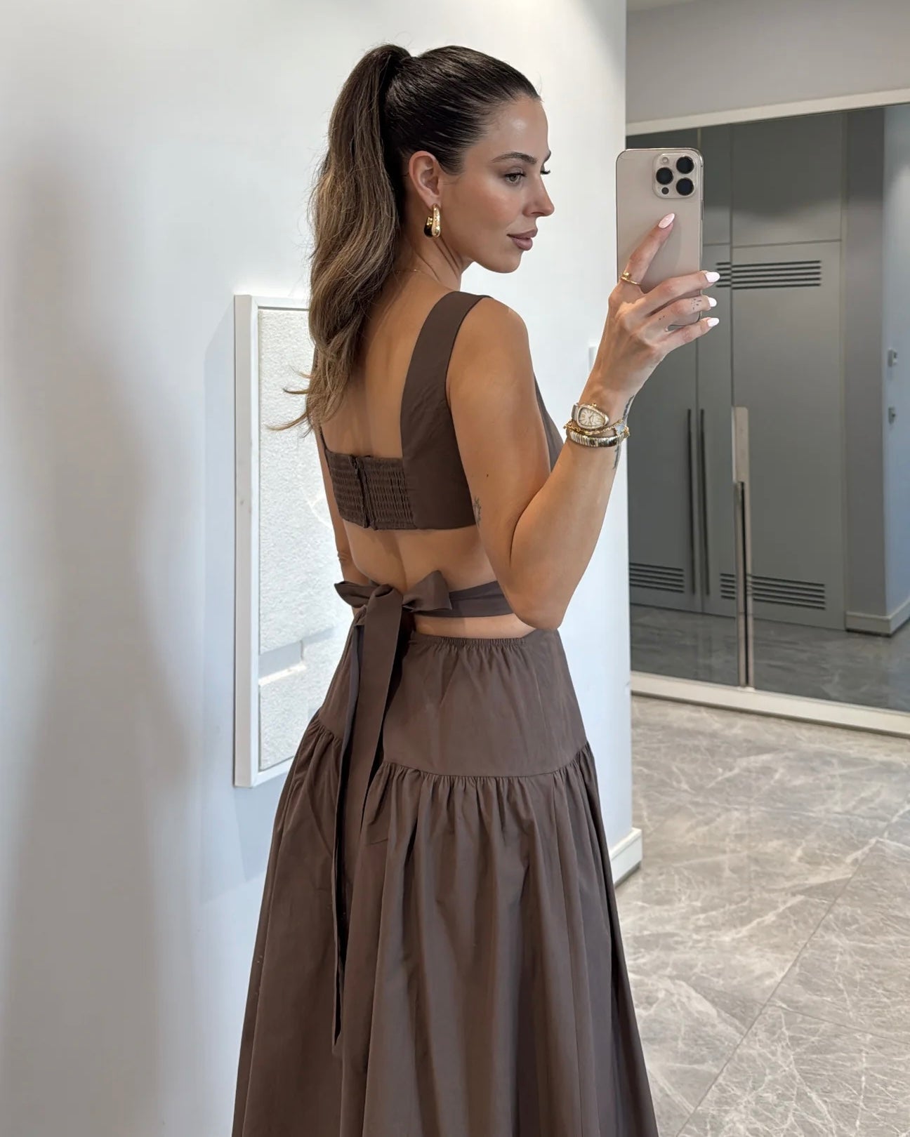 Tie-detail low cut dress