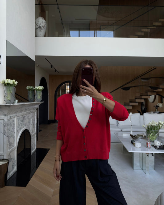 V-neck knit cardigan