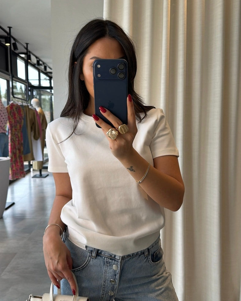 Crew neck solid texture basic