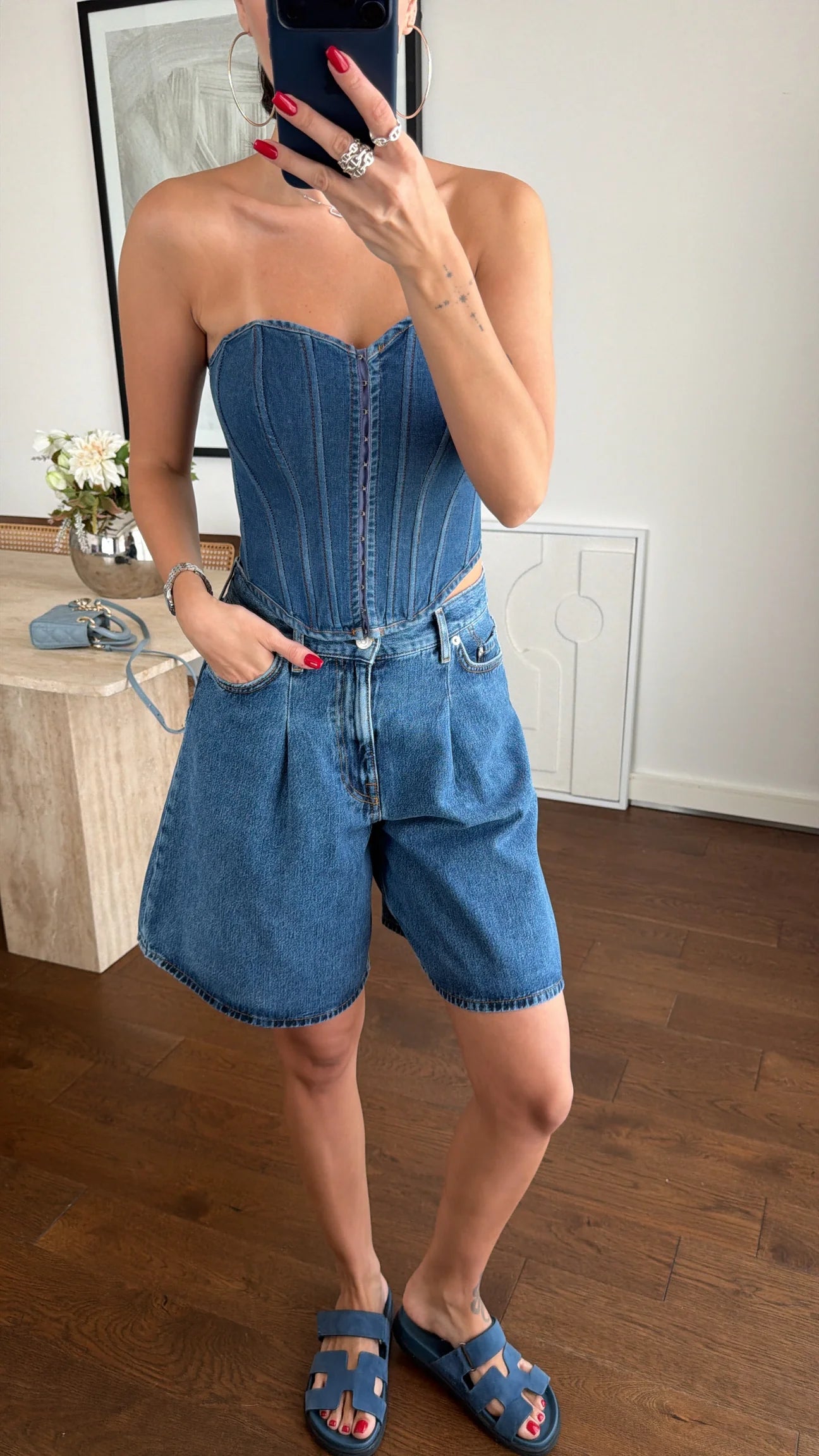 Denim high waist shorts
