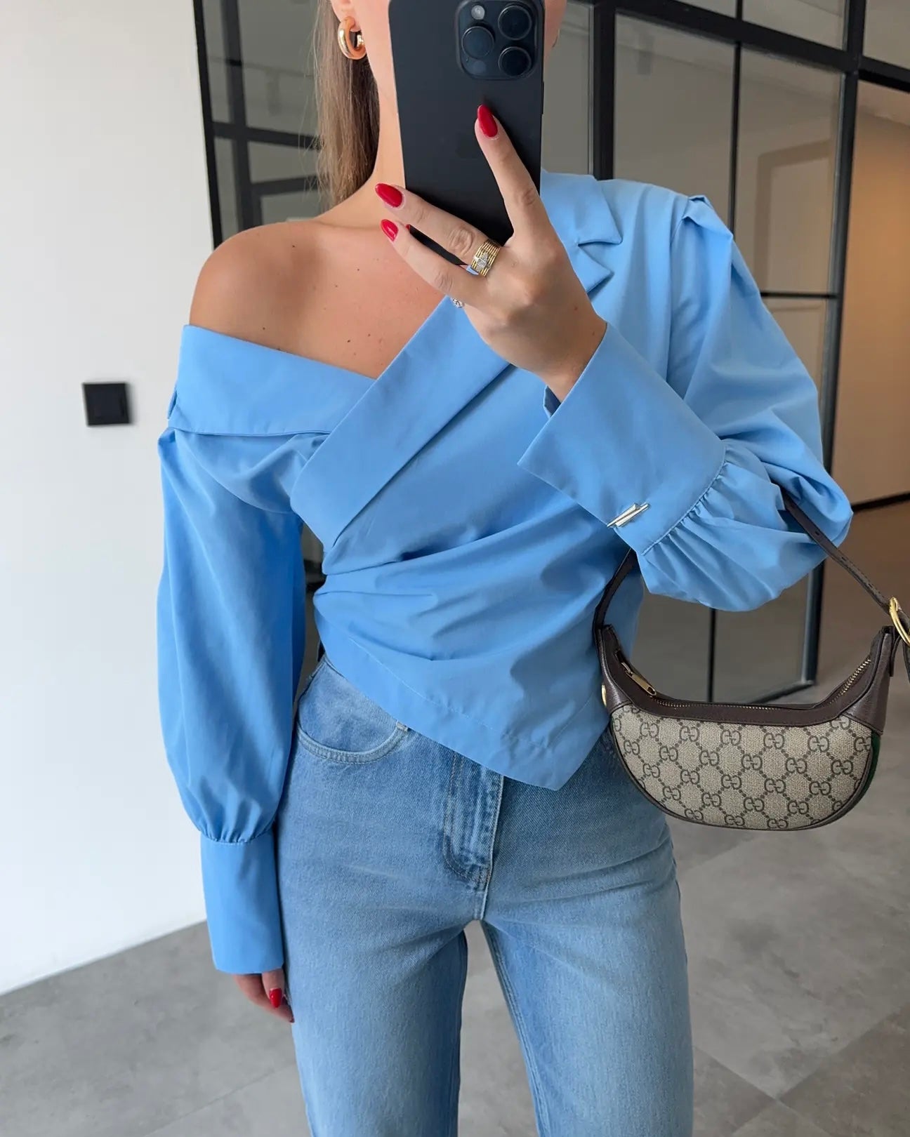Off-Shoulder draped design  shirt