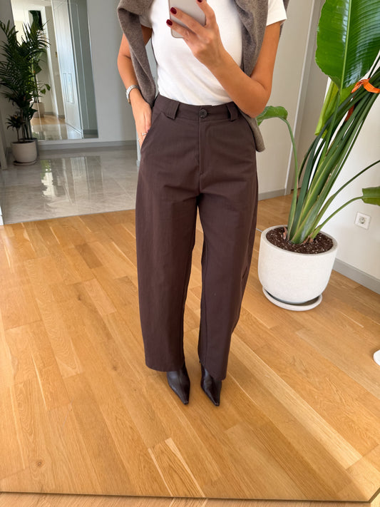 Brown barrel-leg trousers
