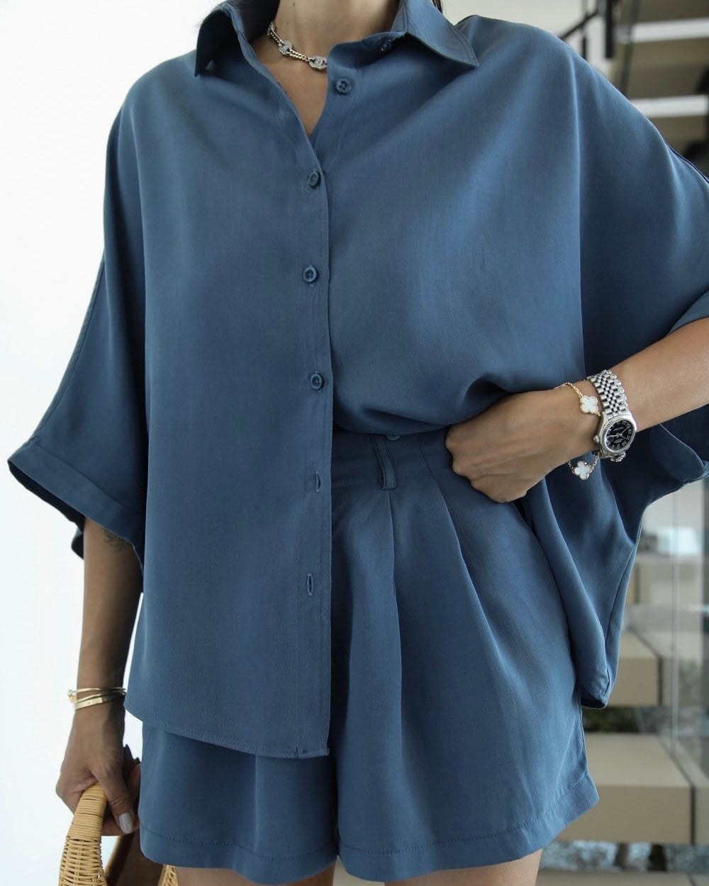 Oversize shirt and shorts set