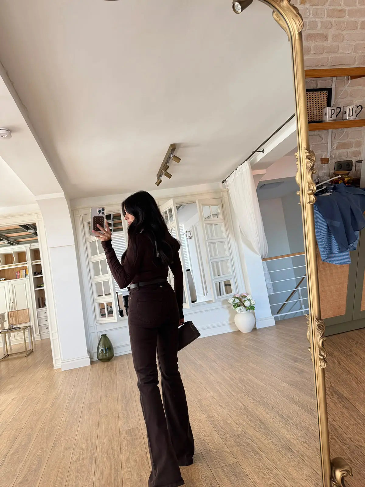 High-waist flare trousers