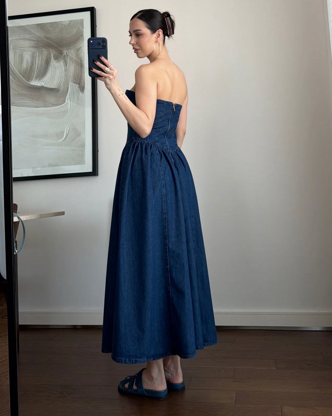 Strapless denim dress