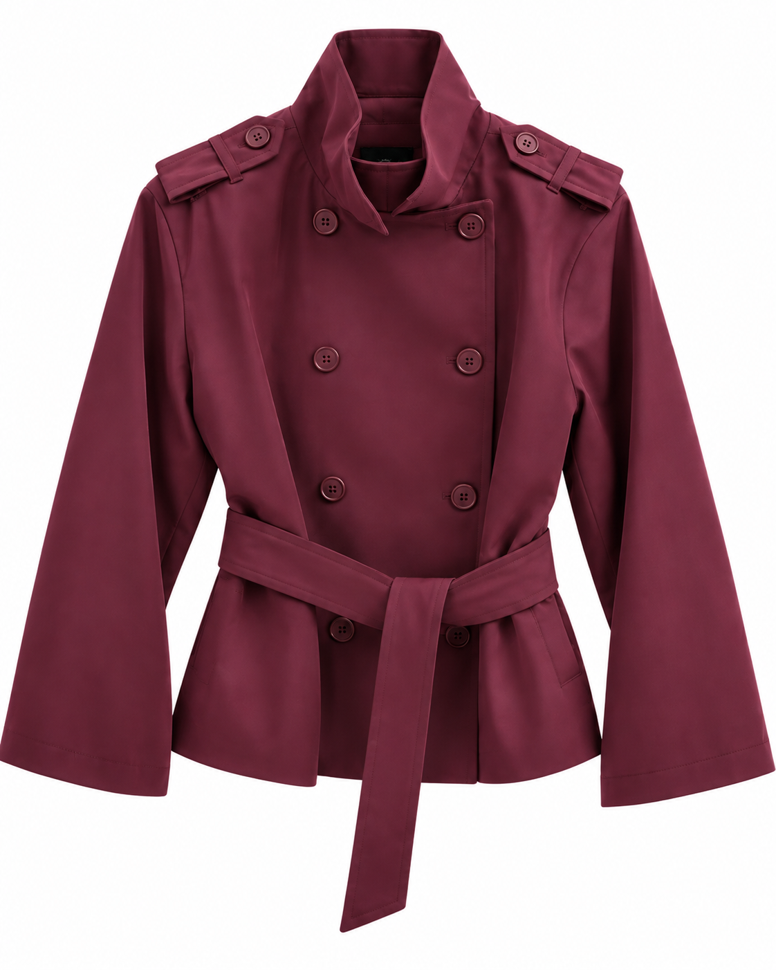 Double-breasted cropped trench jacket