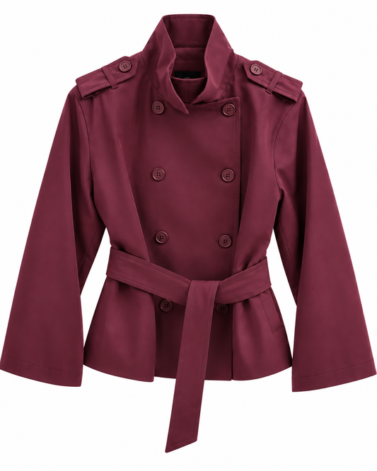 Double-breasted cropped trench jacket