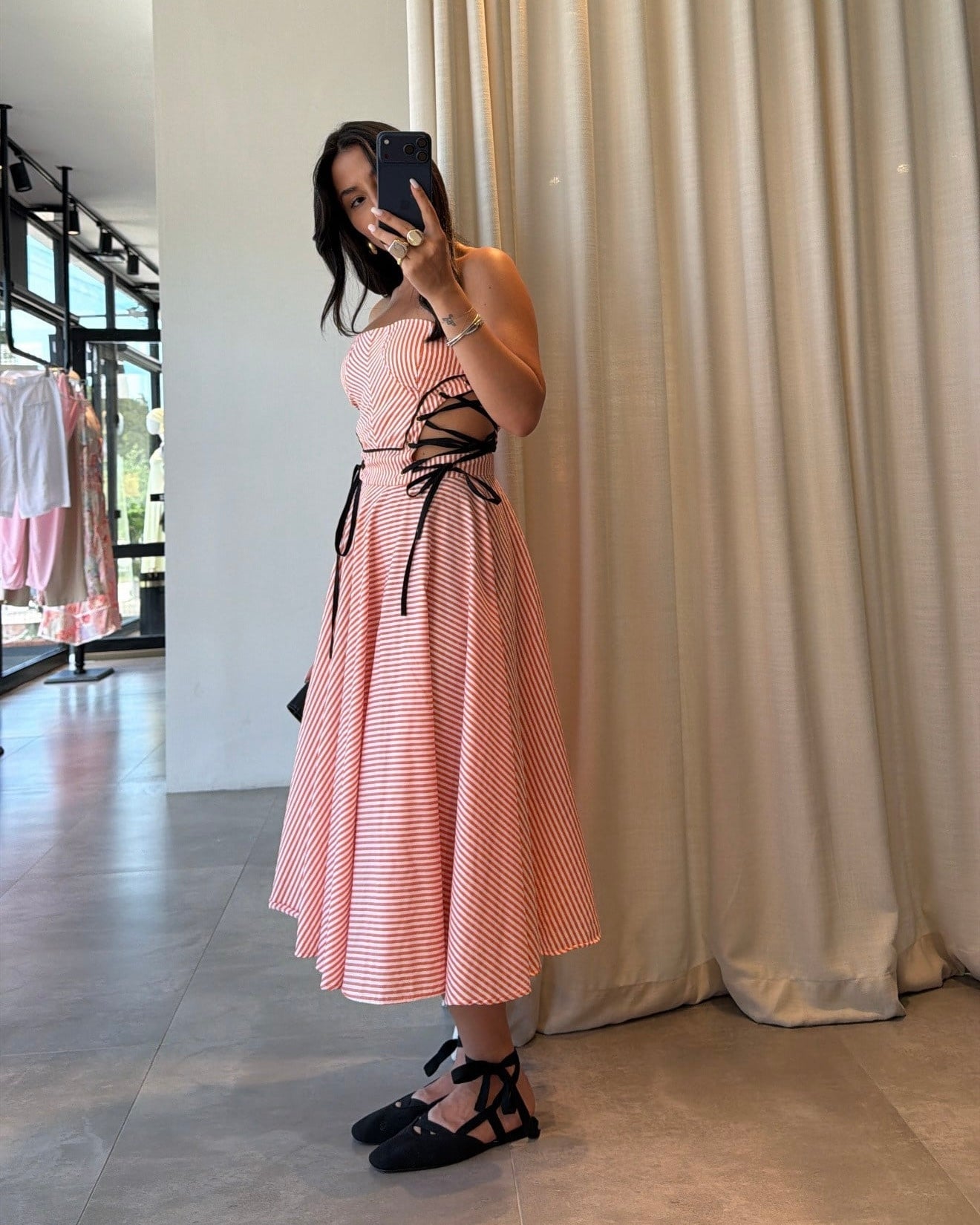 Orange pansy skirt set