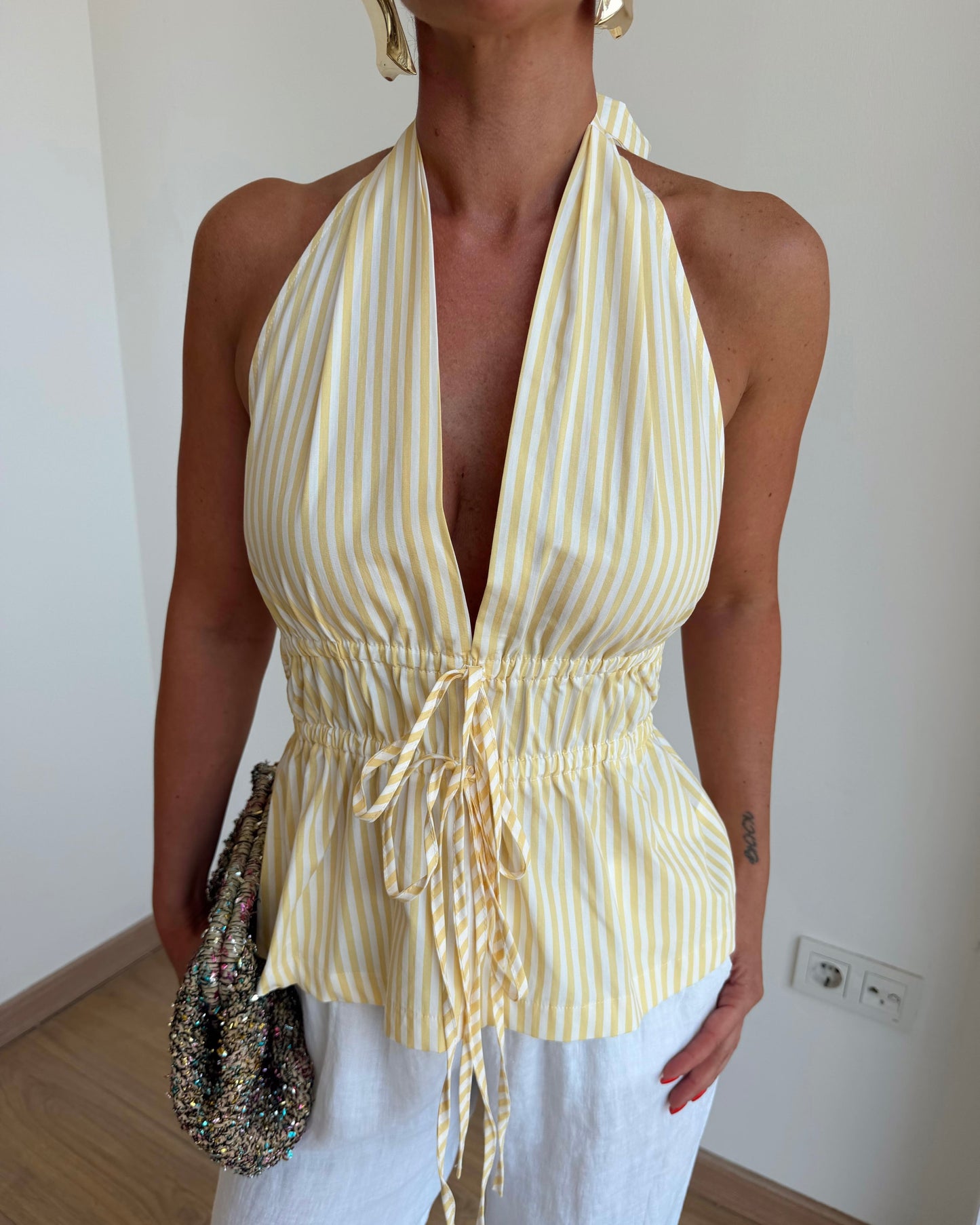 Striped Tie-Up blouse