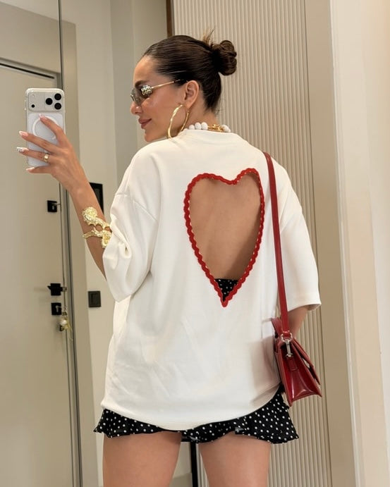 Livera black heart backless T-shirt