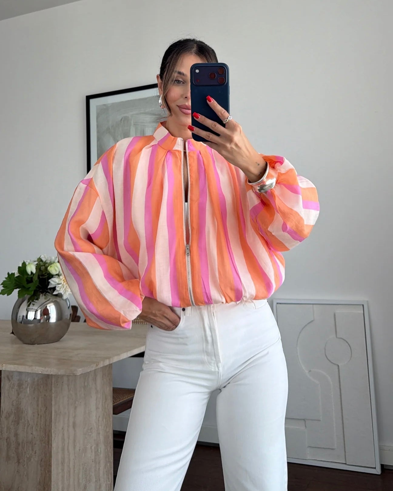 Striped bomber jacket