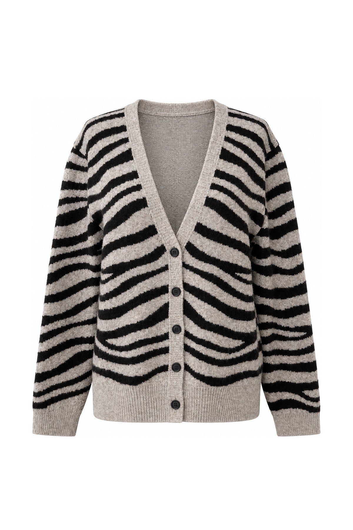 Zebra-patterned knit cardigan