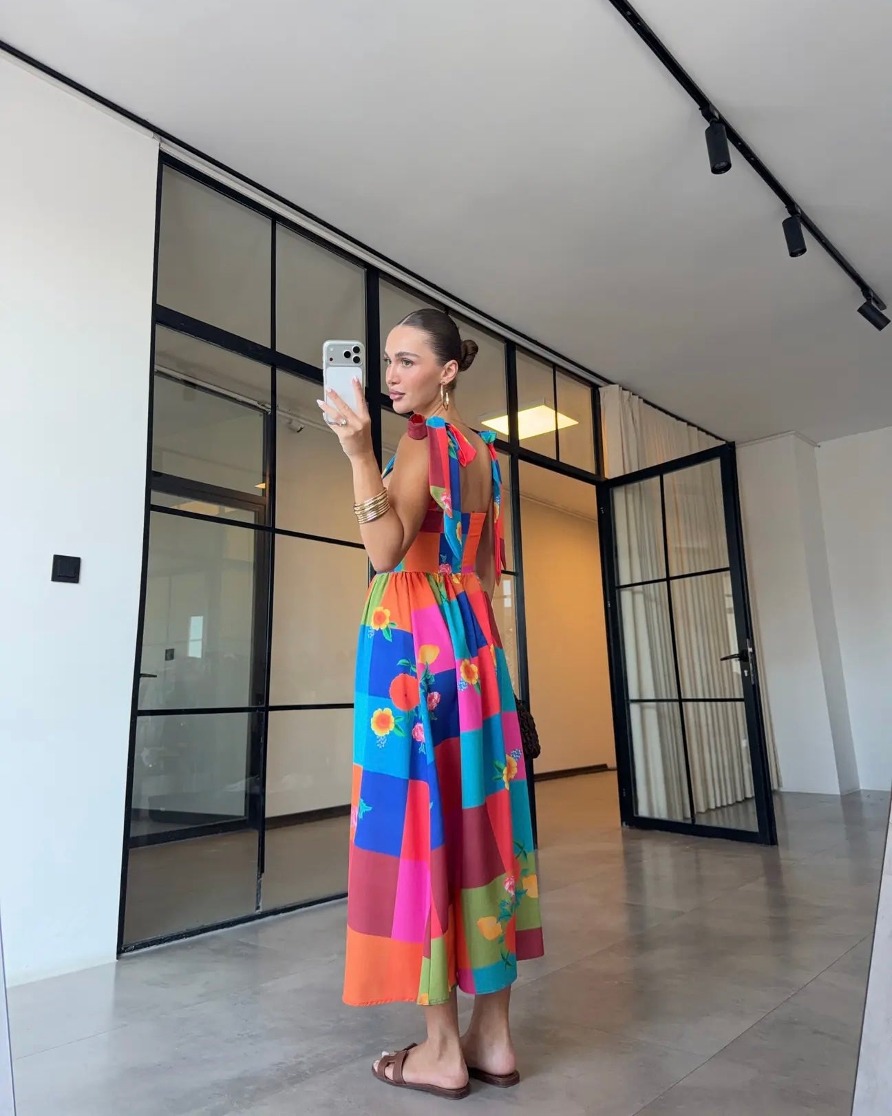 Colorful floral print maxi dress