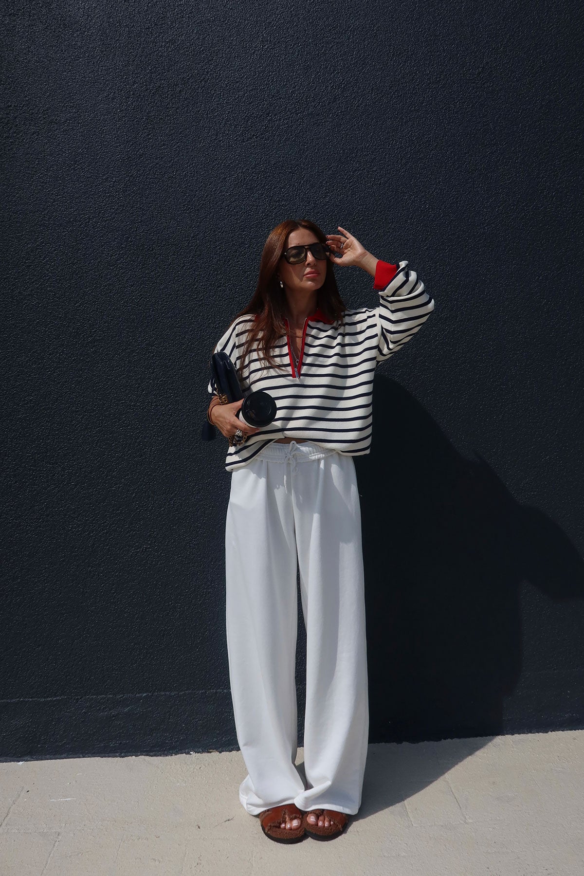 Striped sweater with a chic preppy touch