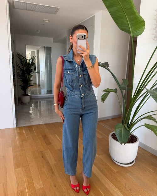 Callie pens detailed denim jumpsuit