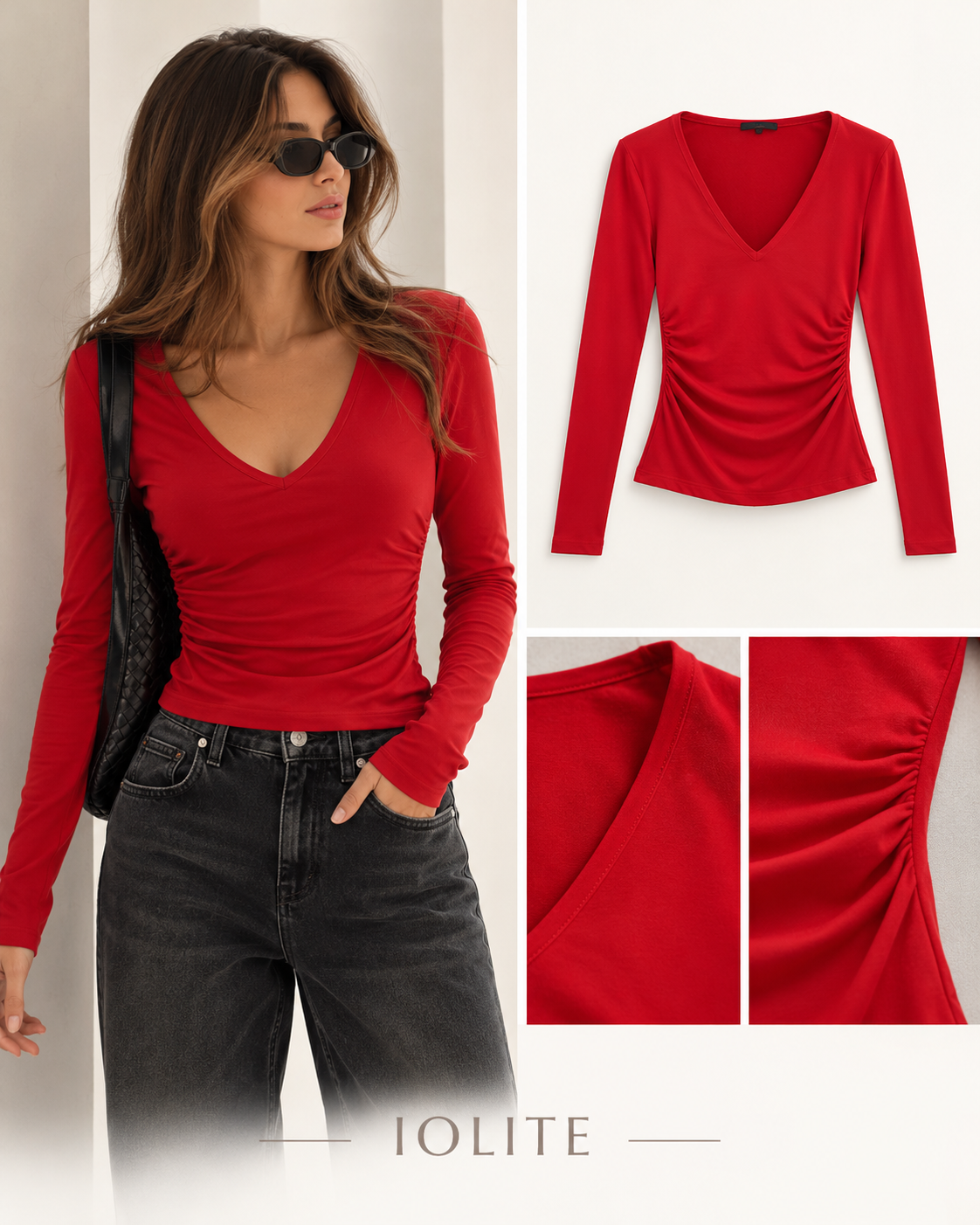 Long-sleeve V-neck top