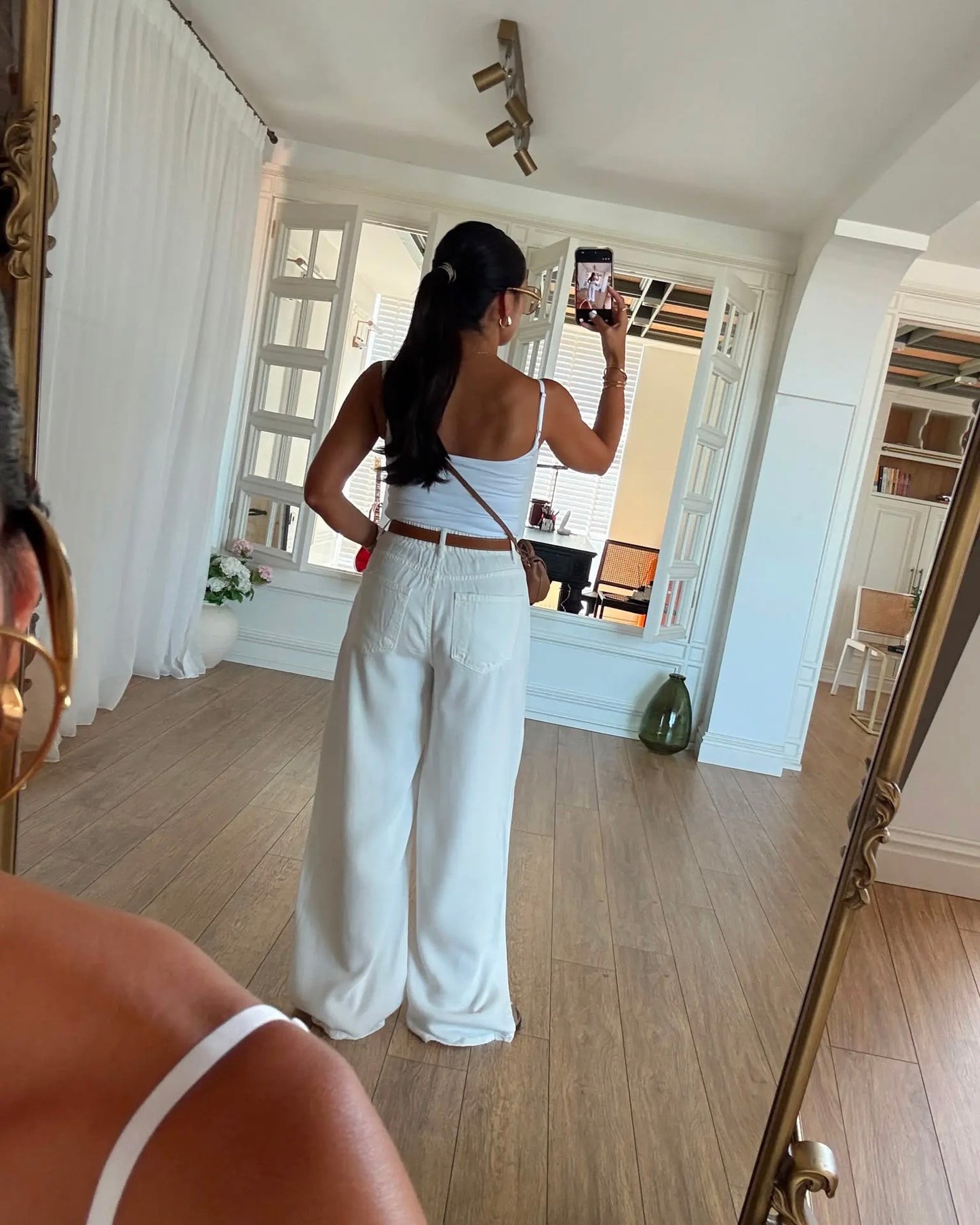 Ruby elastic back waist wide leg flowy trousers