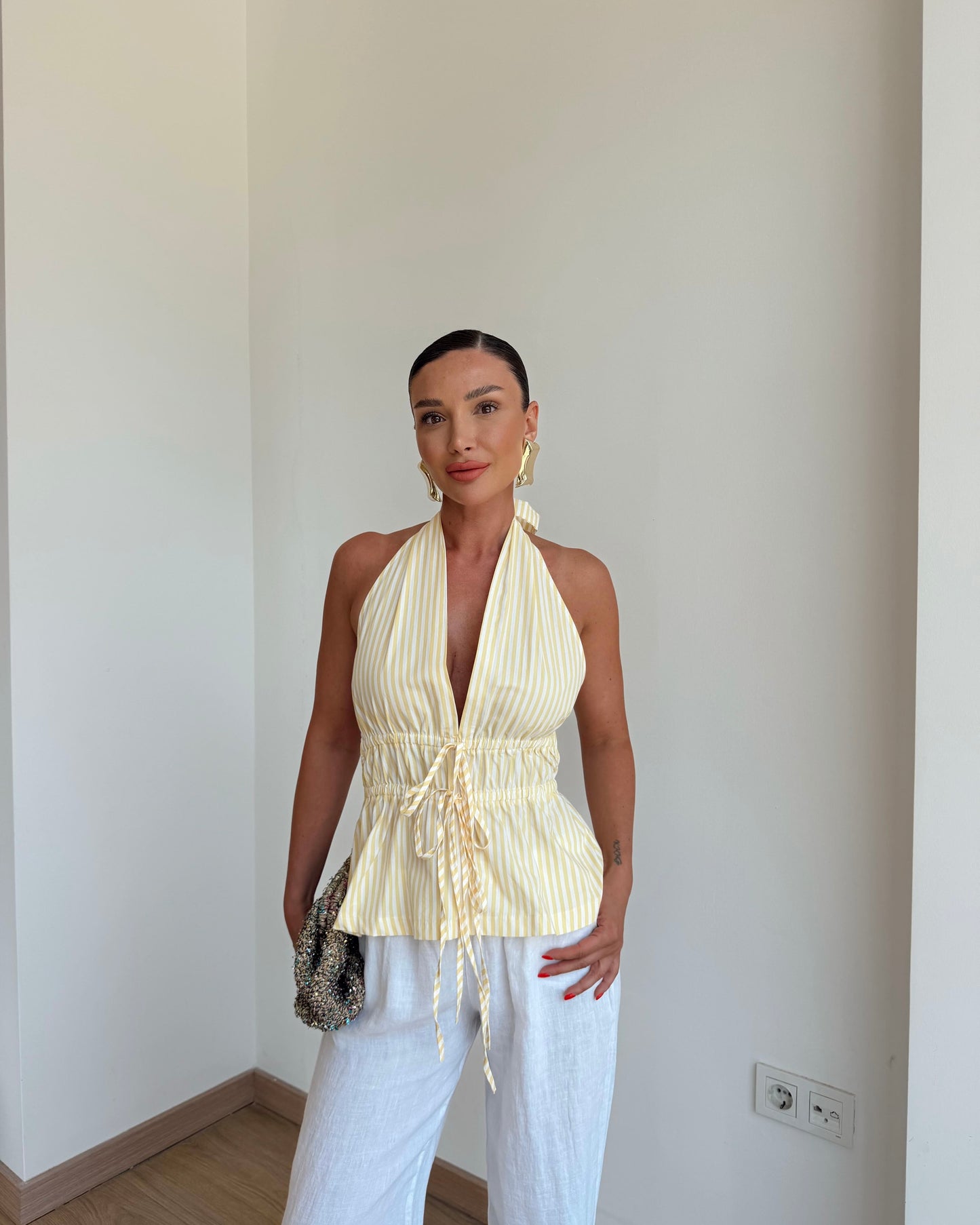 Striped Tie-Up blouse
