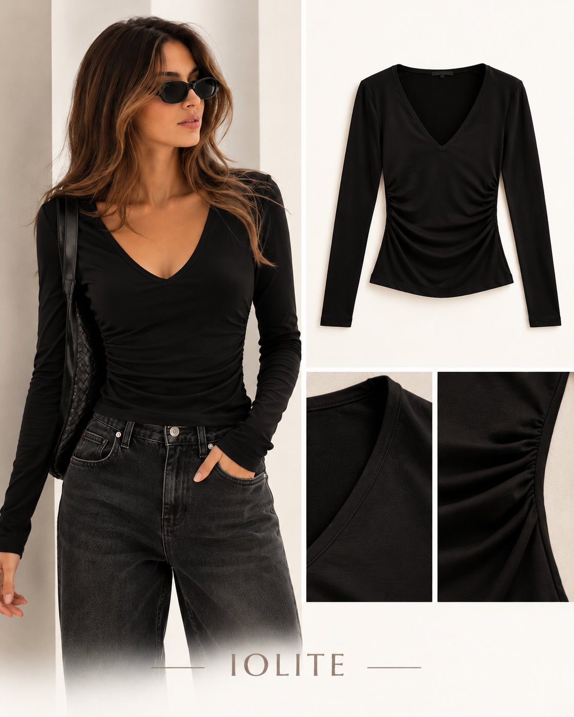 Long-sleeve V-neck top