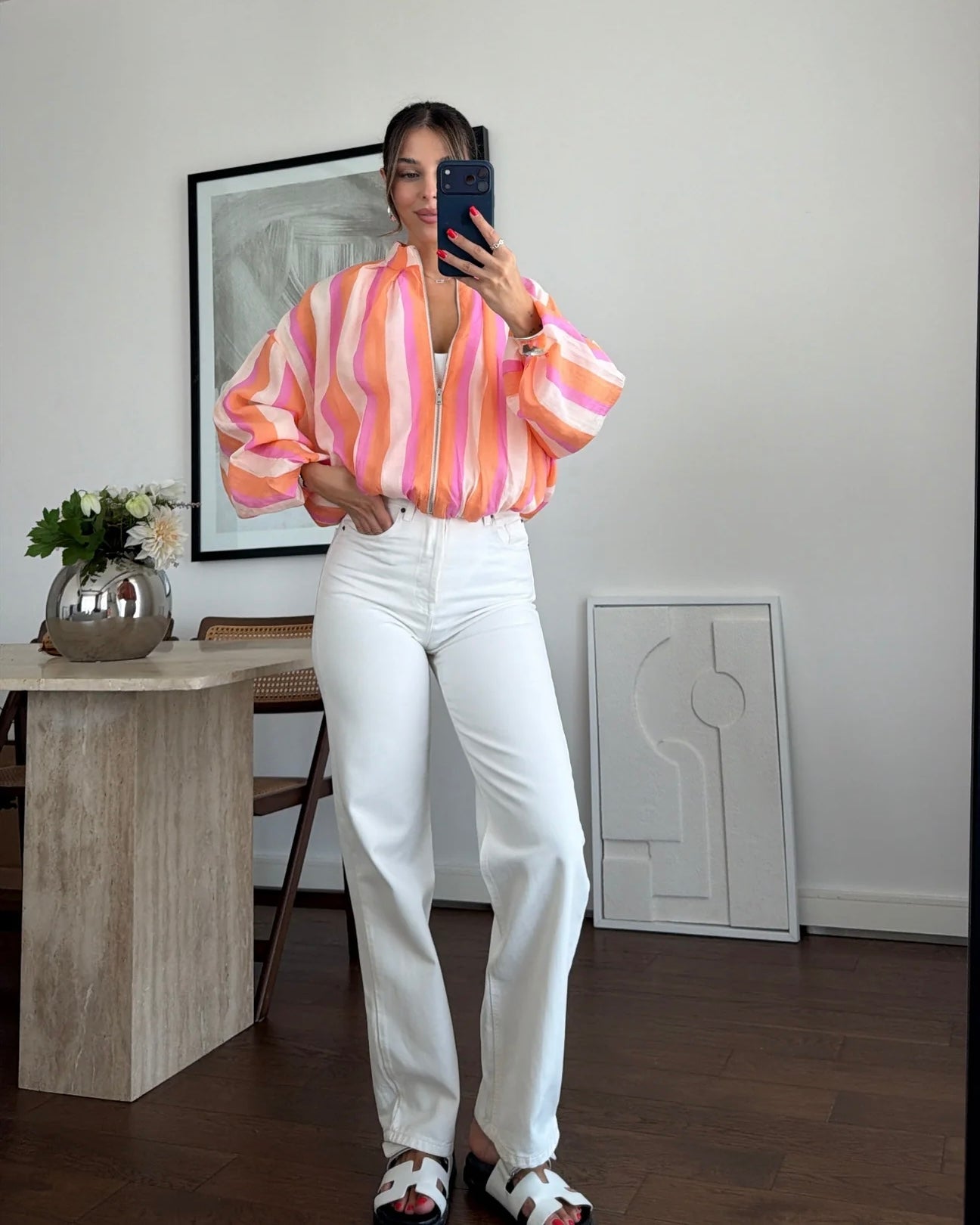 Striped bomber jacket