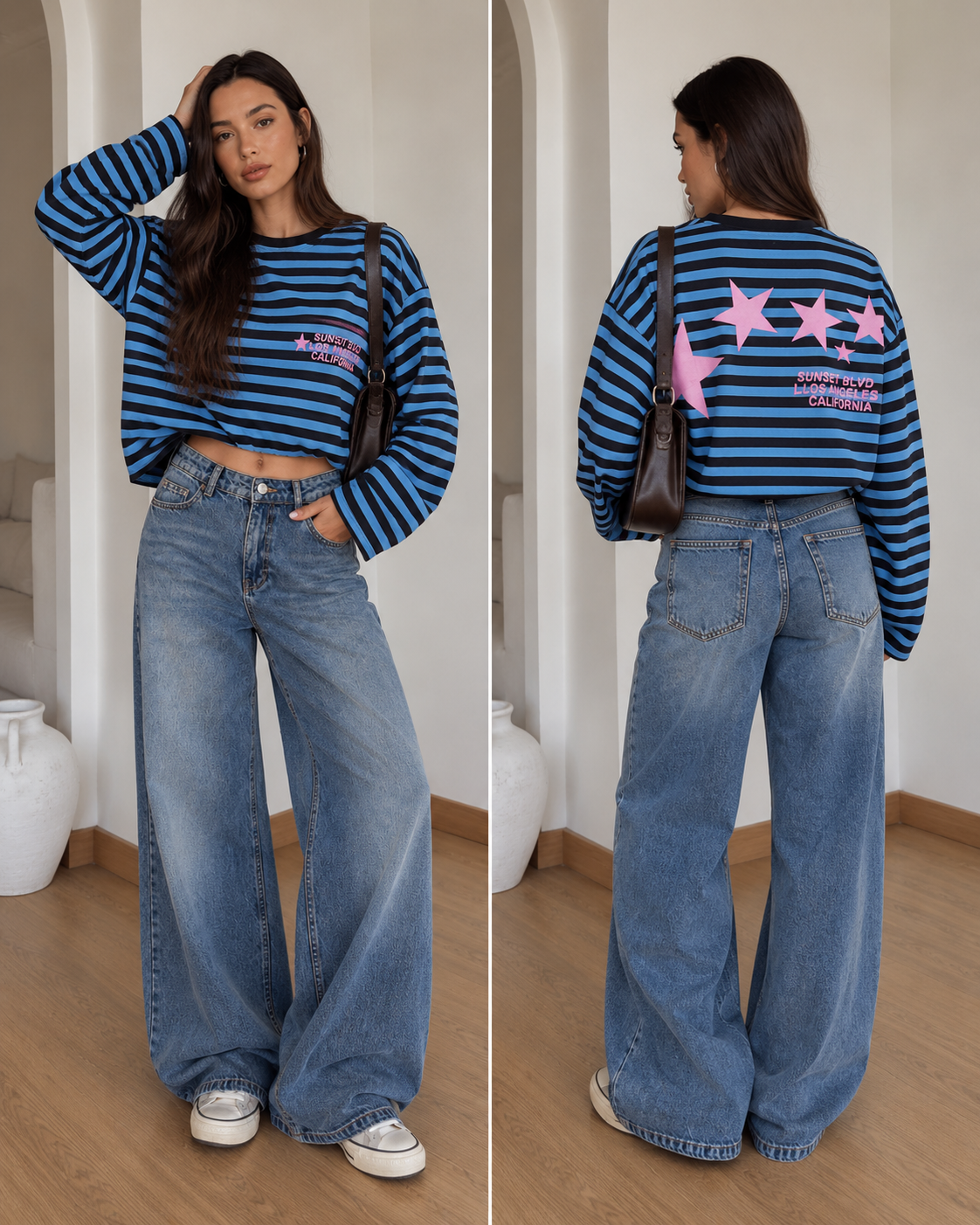 Striped long-sleeve top
