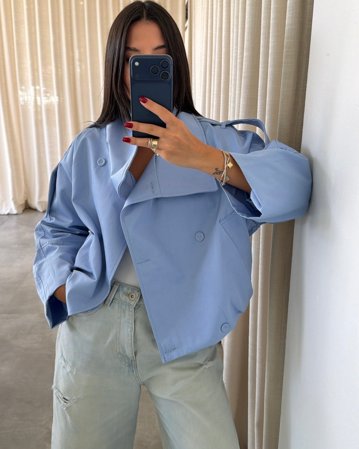 Blue bomber jacket