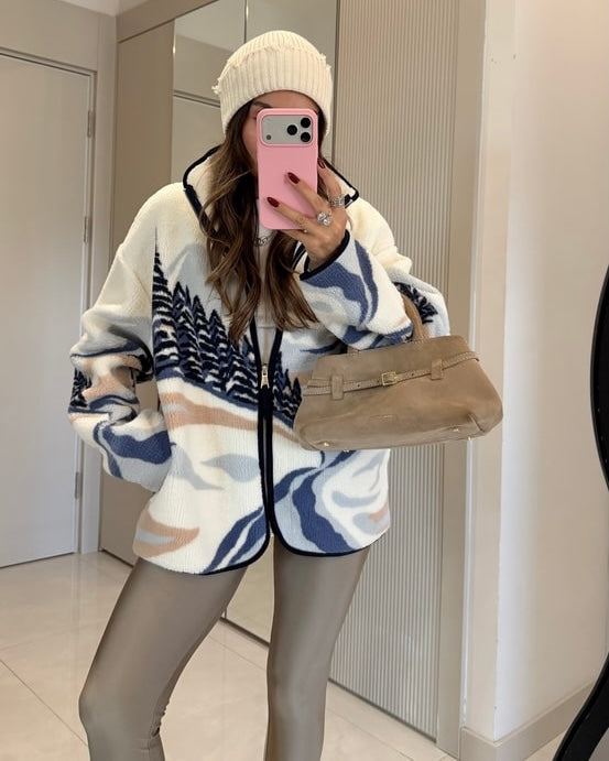 Patterned fleece jacket