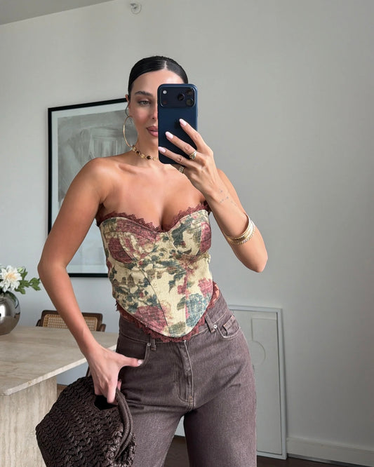 Vintage floral patterned corset