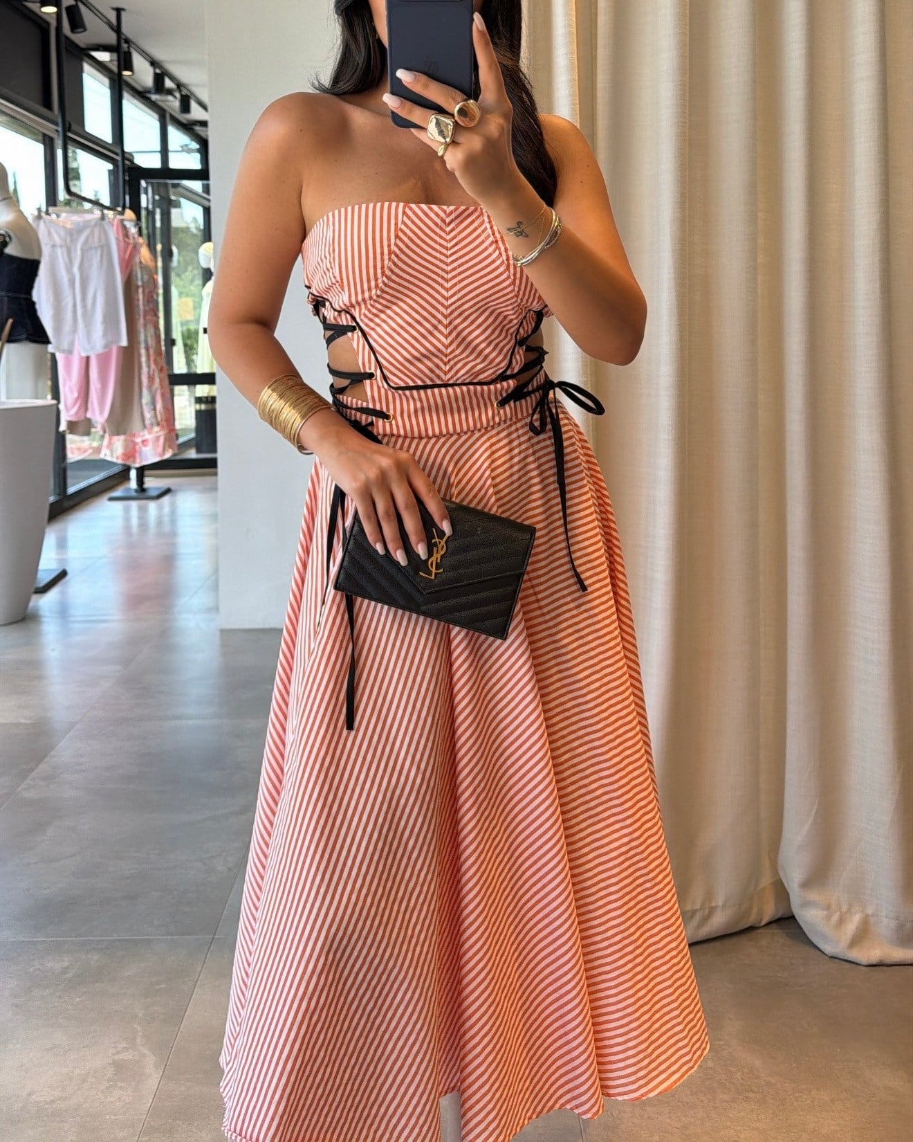 Orange pansy skirt set