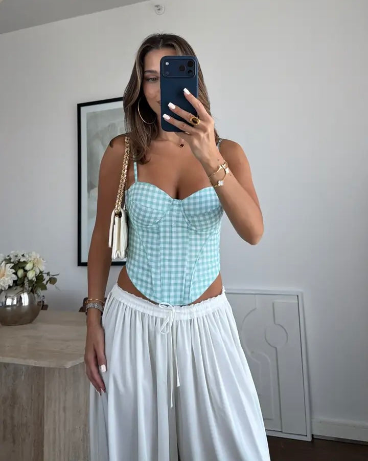 Plaid pattern bustier