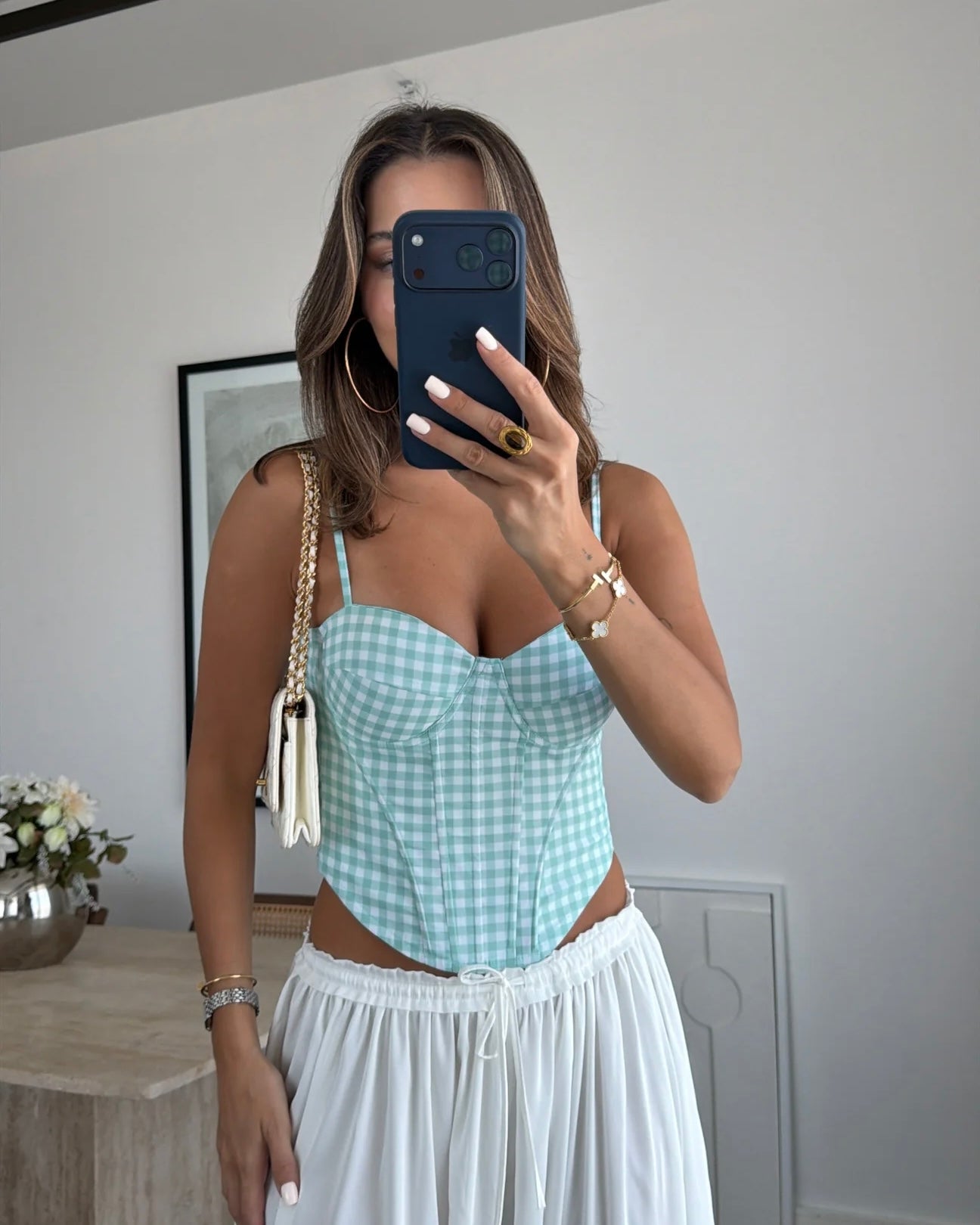 Plaid pattern bustier