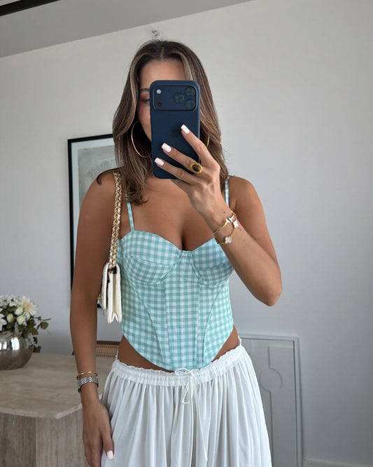 Plaid pattern bustier