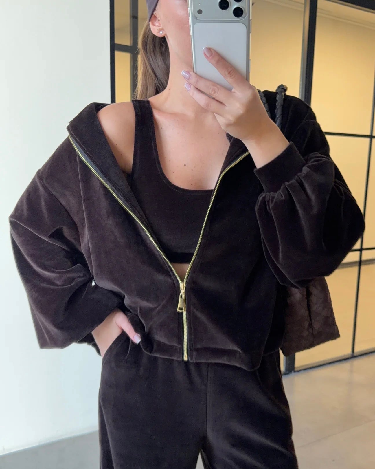 Bitter brown velvet 3-piece set