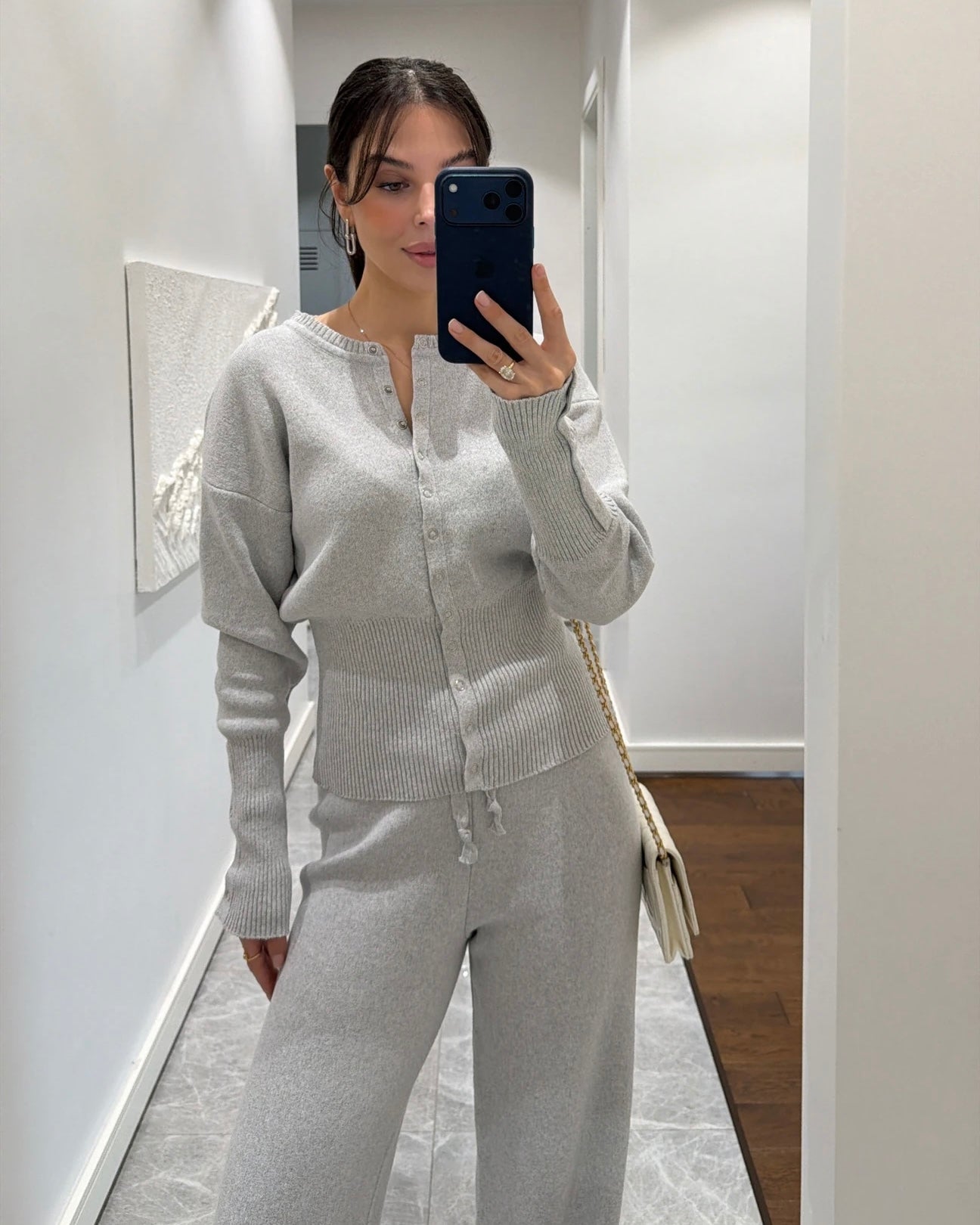 Two-piece knitwear set with waist detailed