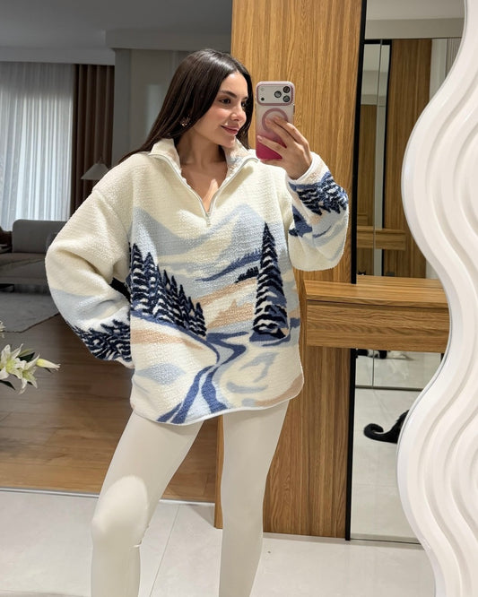 Presy white teddy sweater