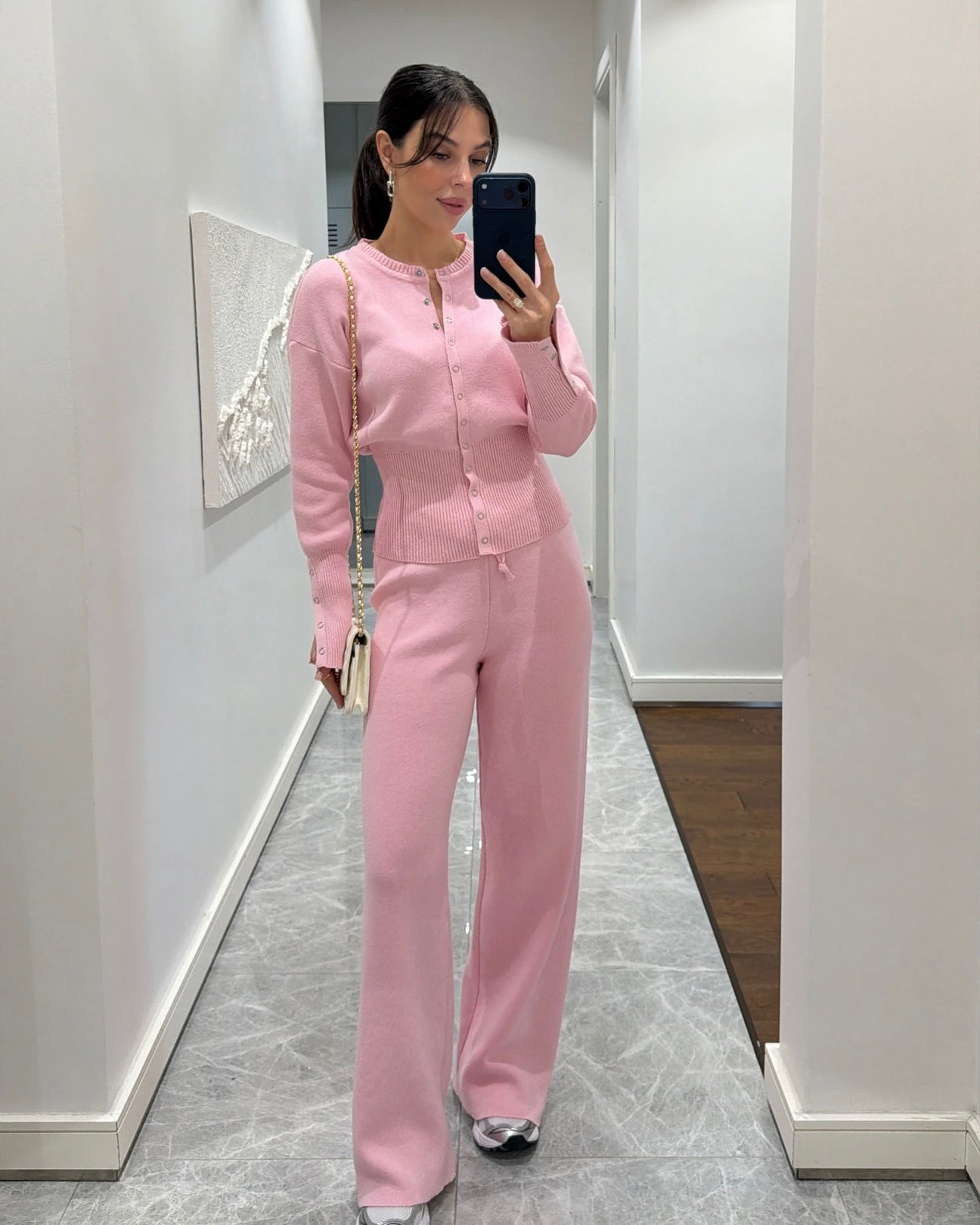 Two-piece knitwear set with waist detailed