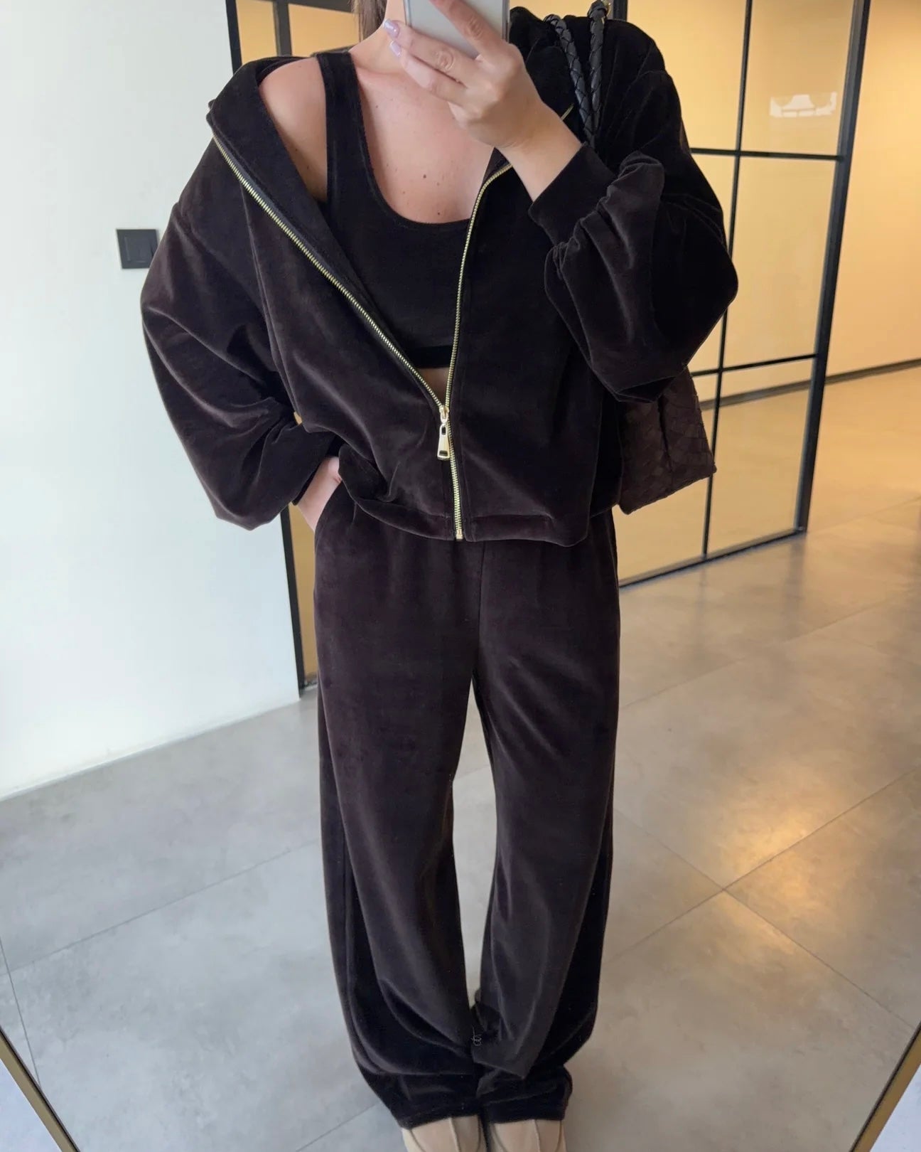 Bitter brown velvet 3-piece set