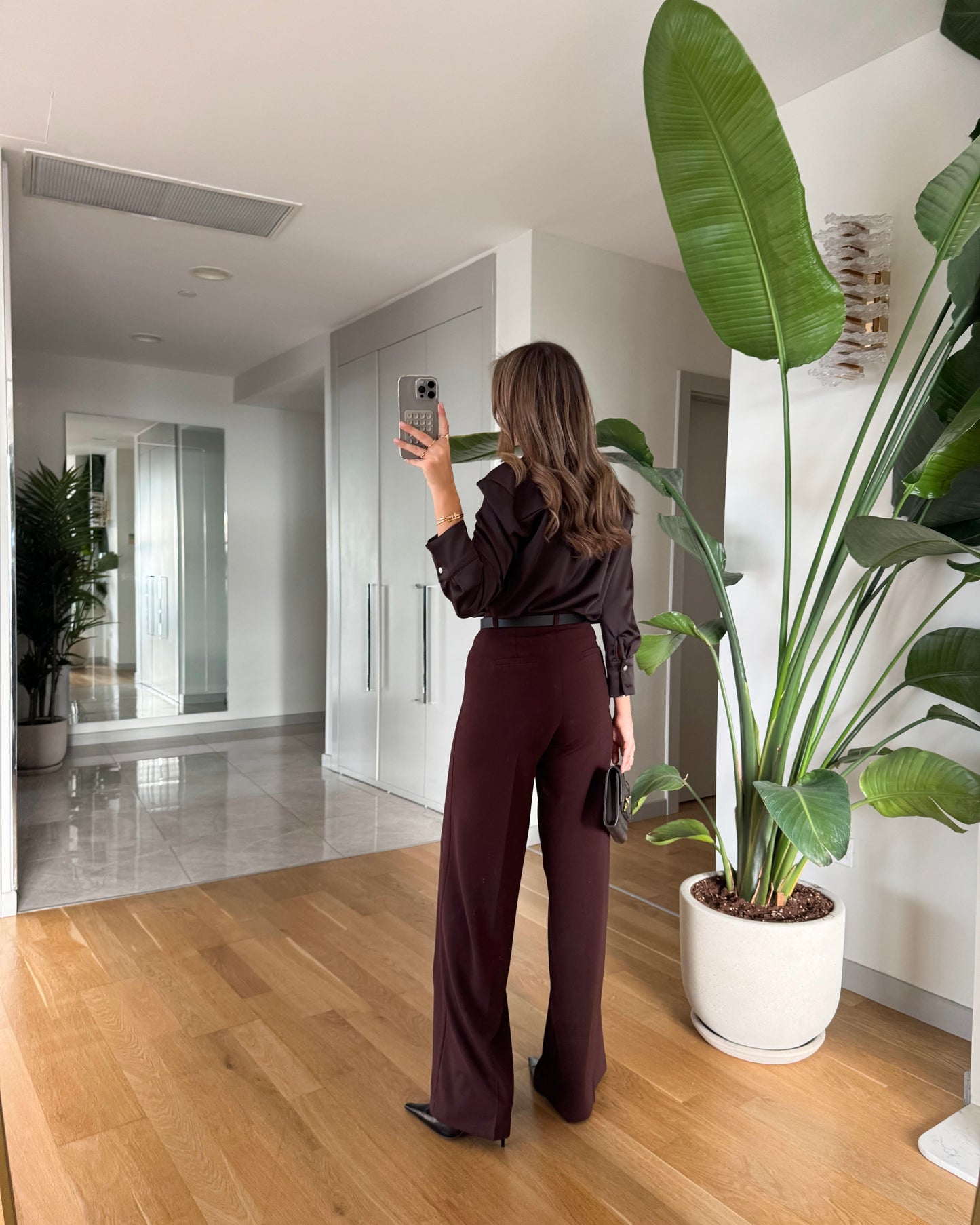 Moss high waist belted trousers