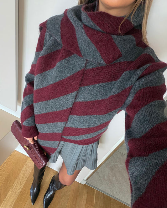 Arrive two-tone scarf sweater