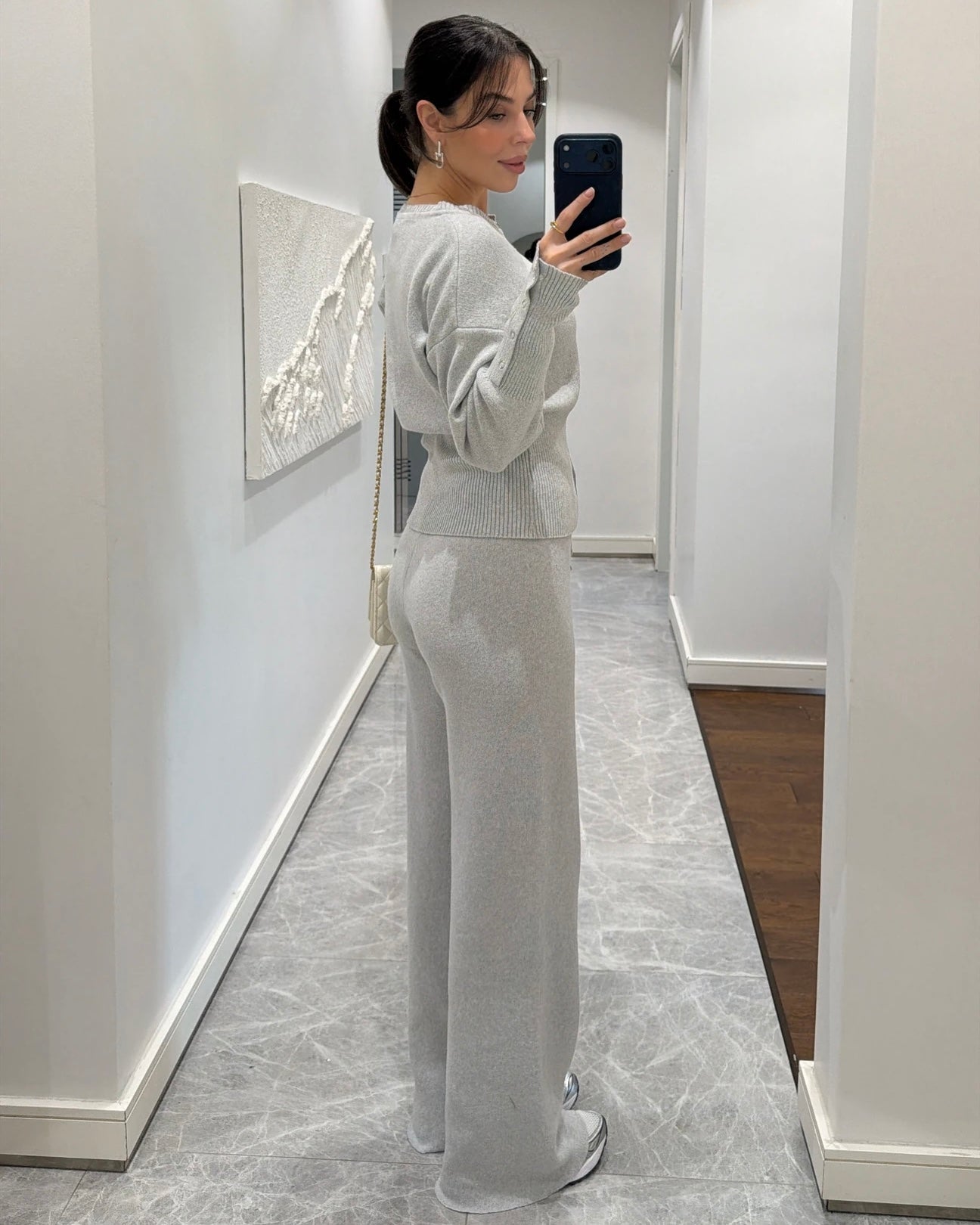 Two-piece knitwear set with waist detailed