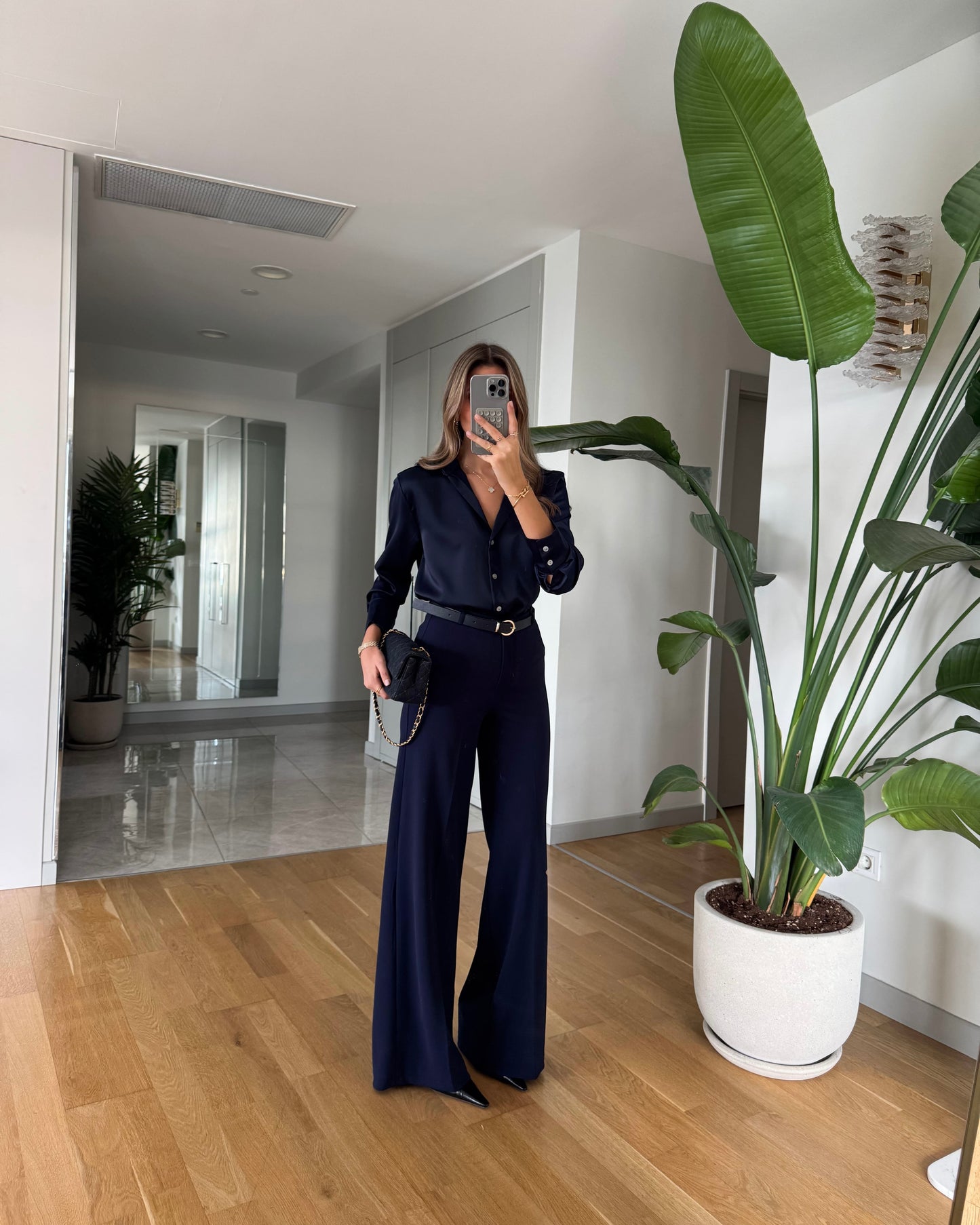 Moss high waist belted trousers