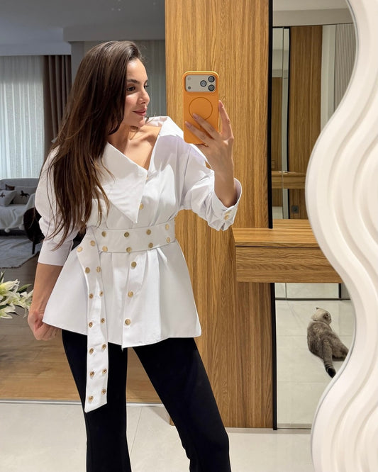 Fontue white studded designer shirt