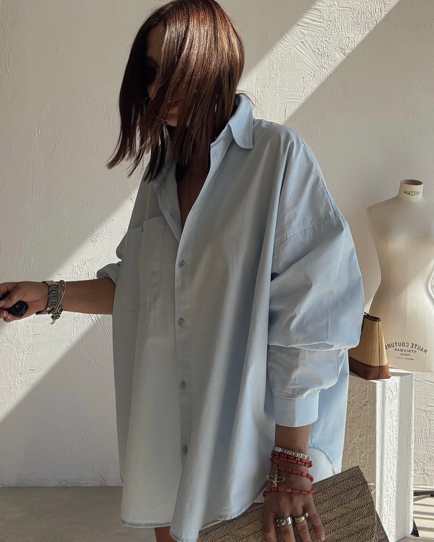 Oversized single pocket shirt