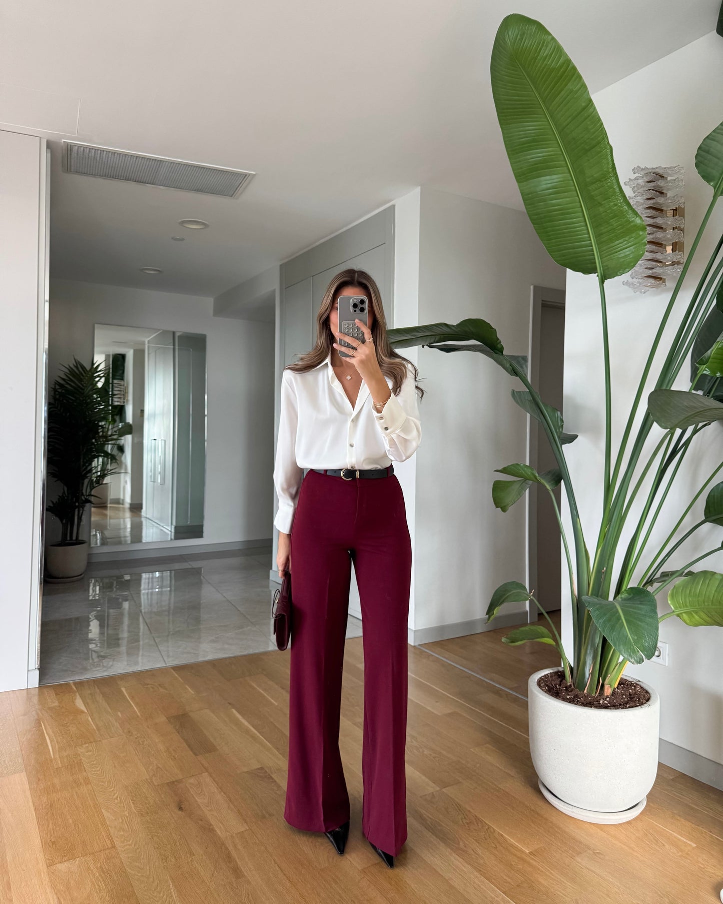 Moss high waist belted trousers