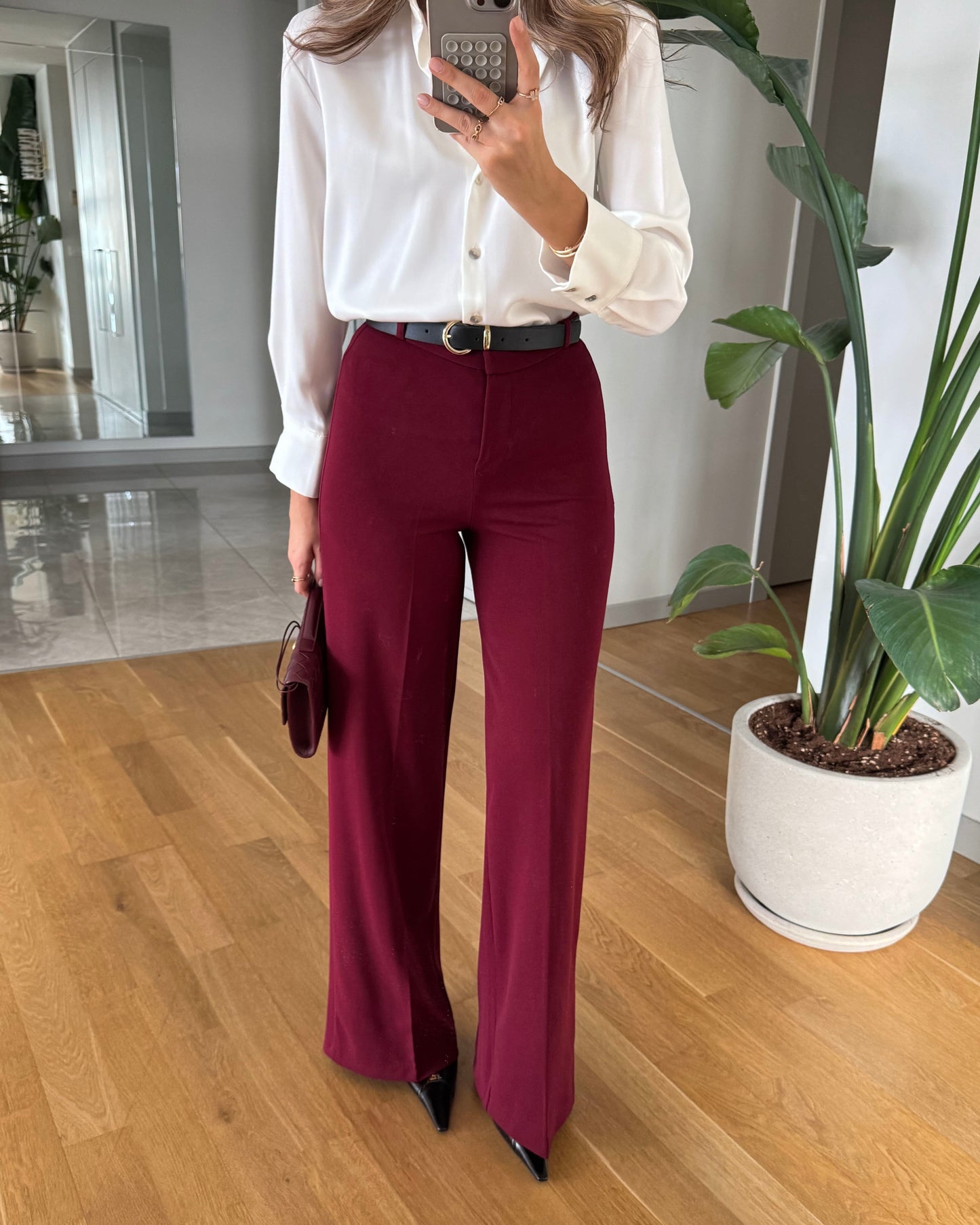 Moss high waist belted trousers