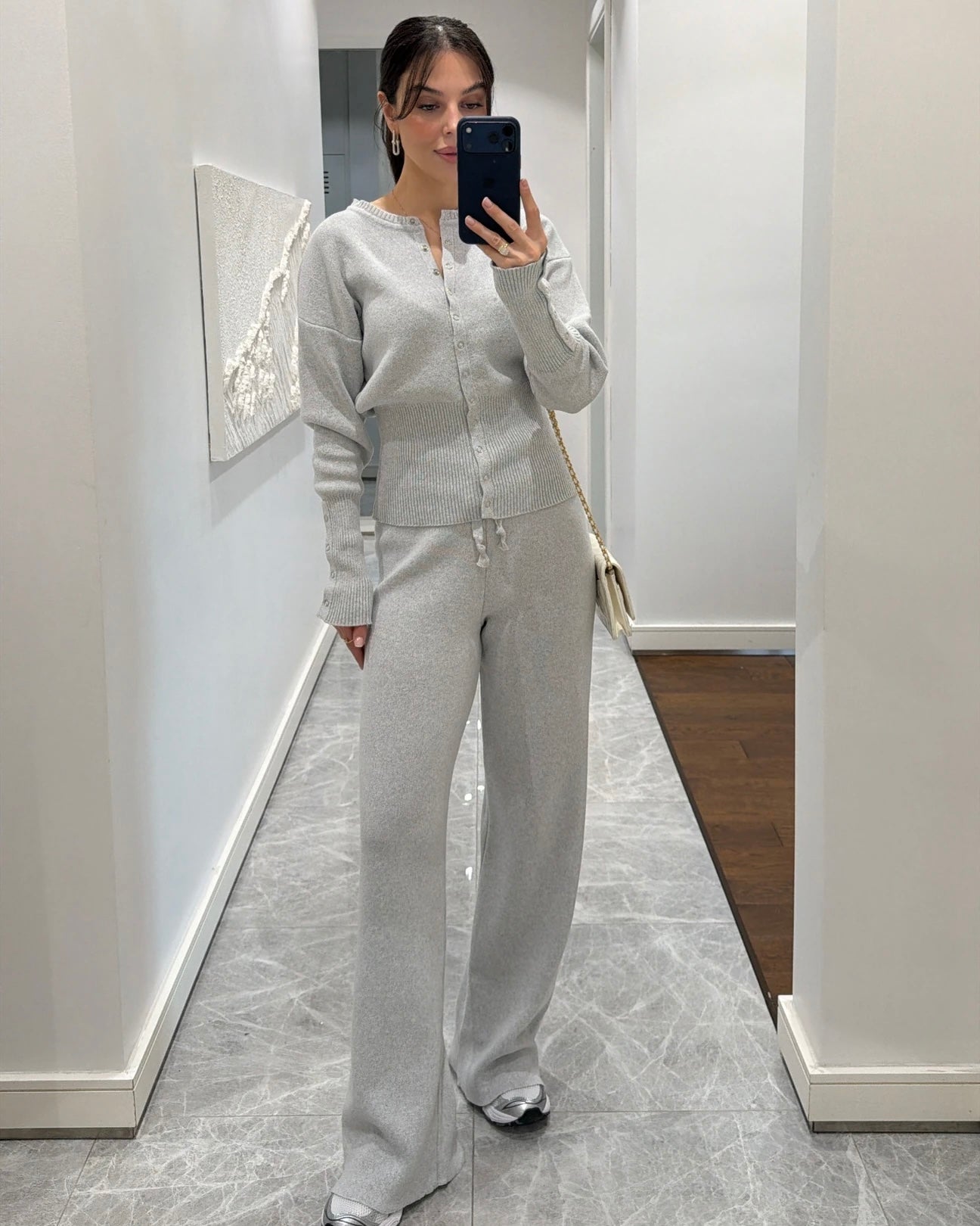 Two-piece knitwear set with waist detailed