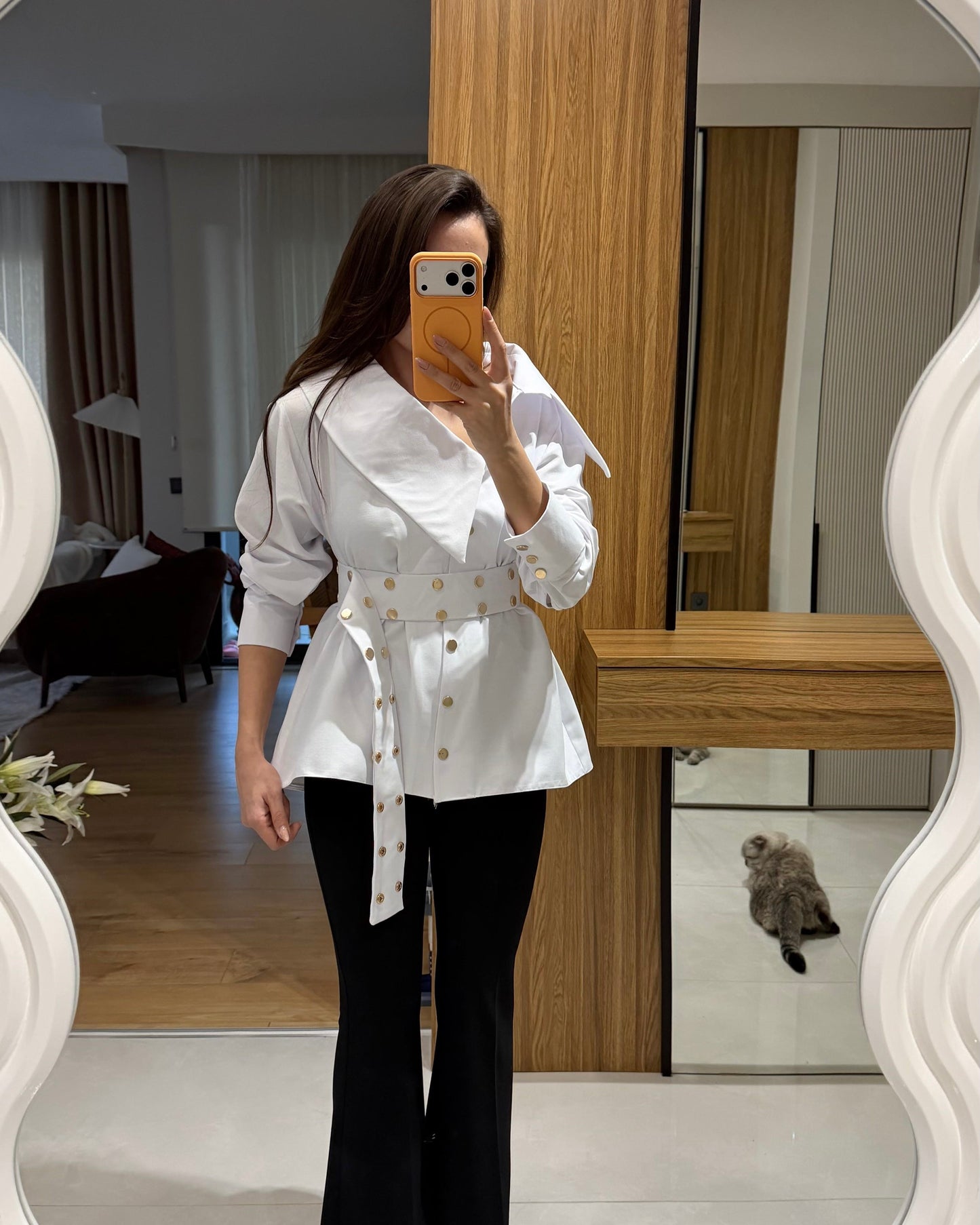 Fontue white studded designer shirt